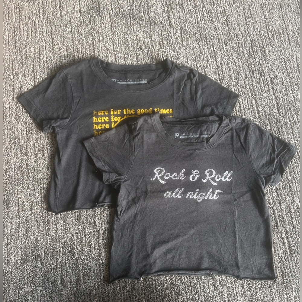 TWO Prince Peter cropped t shirts (size medium)